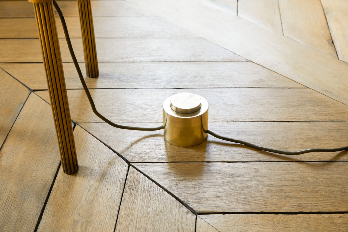 3" on/off dimmer floor switch in brass